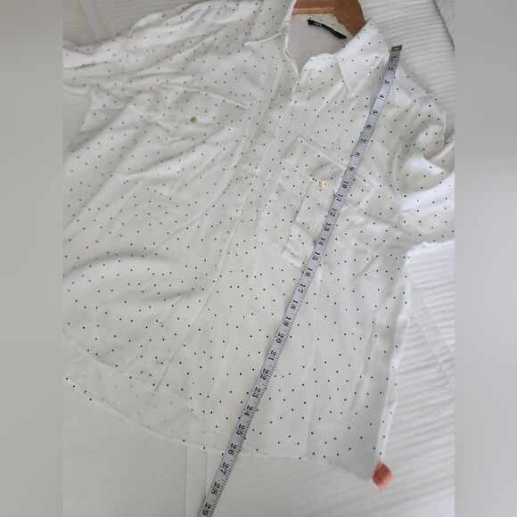 Zara front pockets button down polka-dot shirt blouse - Picture 6 of 7